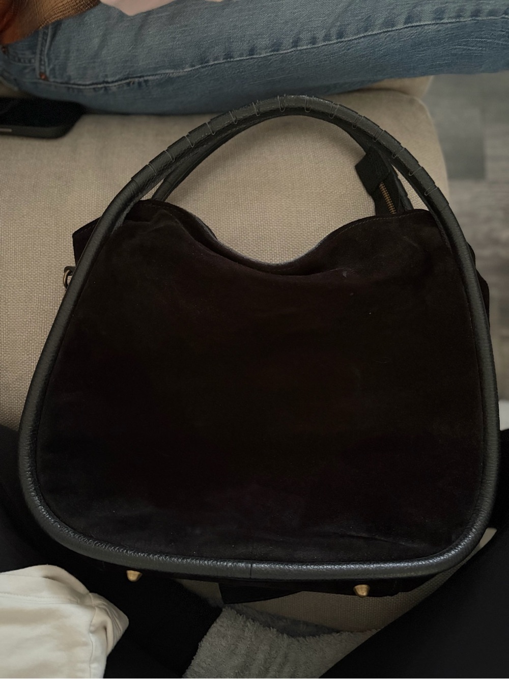 Black Suede Hobo Handbag - Borse in Pelle